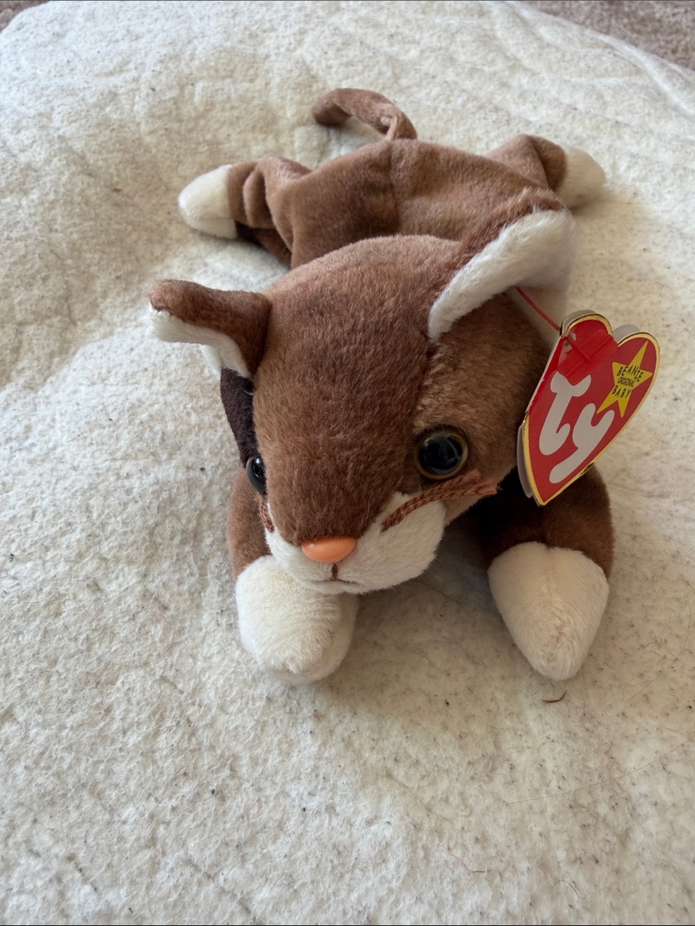 TY NEW Plush Brown and Cream Cat Toy - Pounce Soft Small Pet Plush